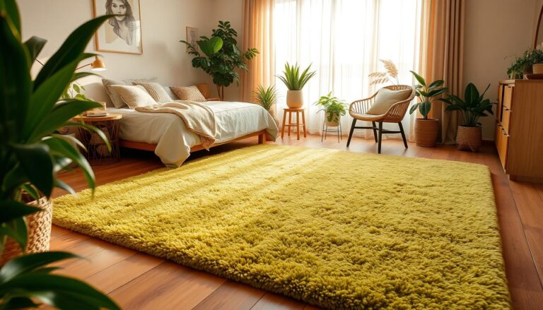 decorating ideas for bedroom with avocado green in the rug