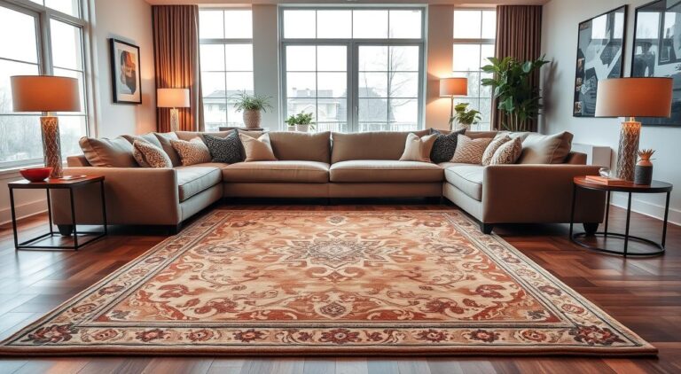 proper rug placement living room sectional