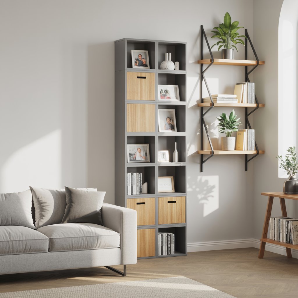 Ground-Level Bookshelves Depth Under 9 Inches