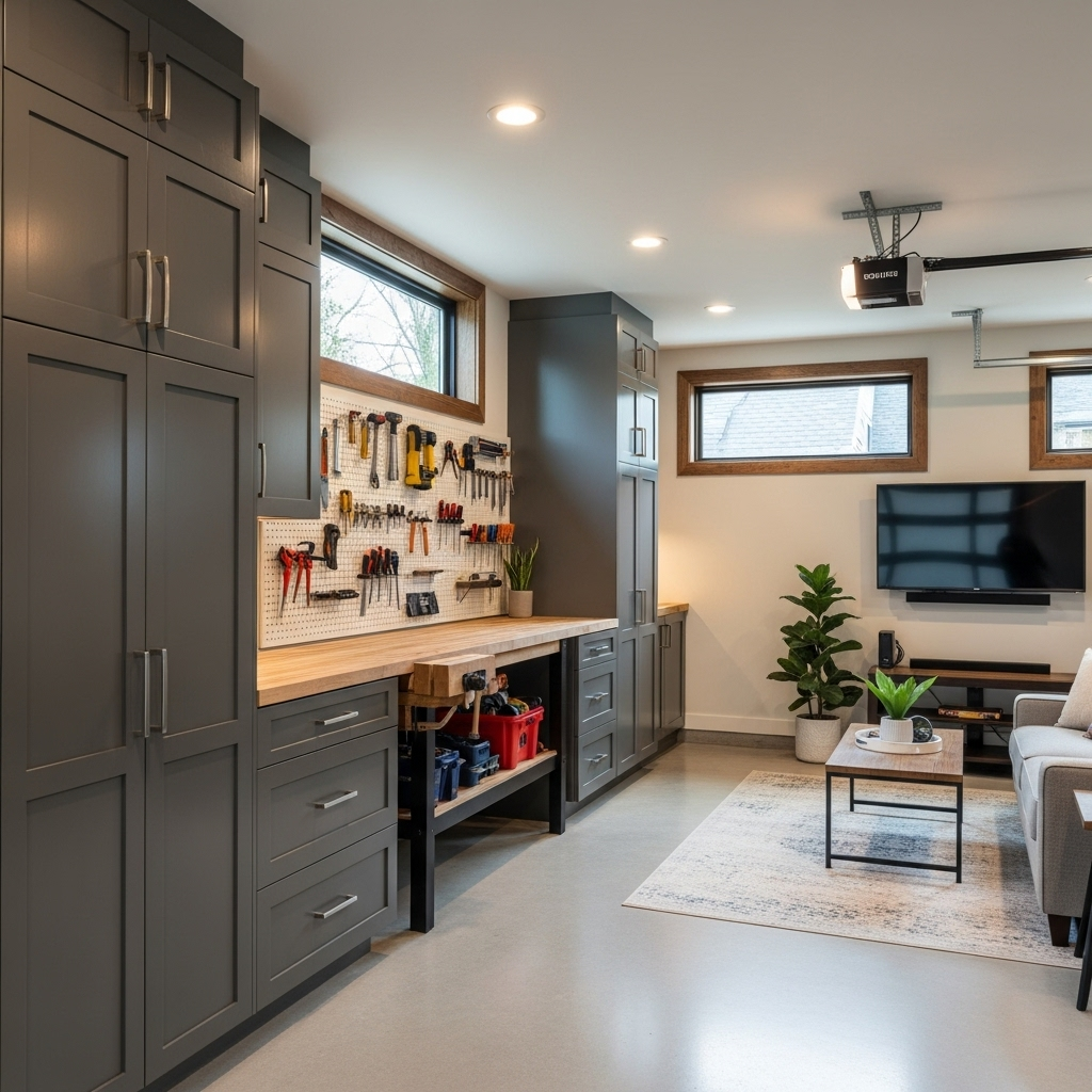 Garage Renovation From Cluttered Storage to a Multi-Functional Space