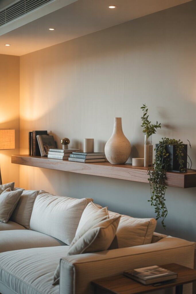Floating Shelf Behind Sofa