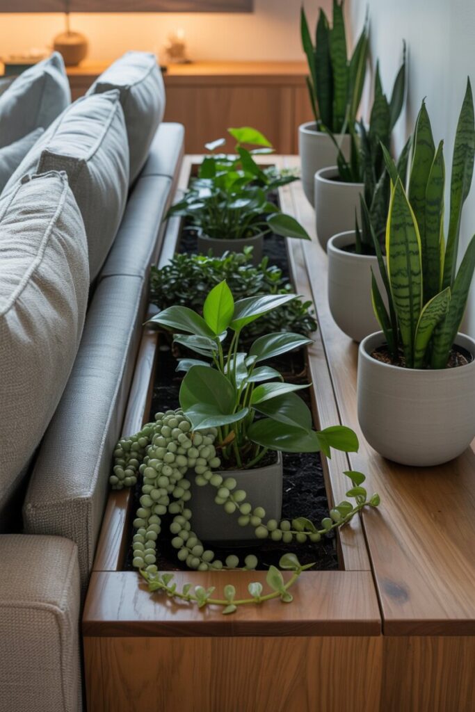 Narrow Console with Integrated Planter
