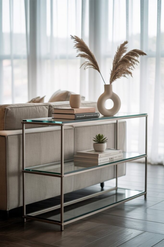 Open Metal and Glass Console