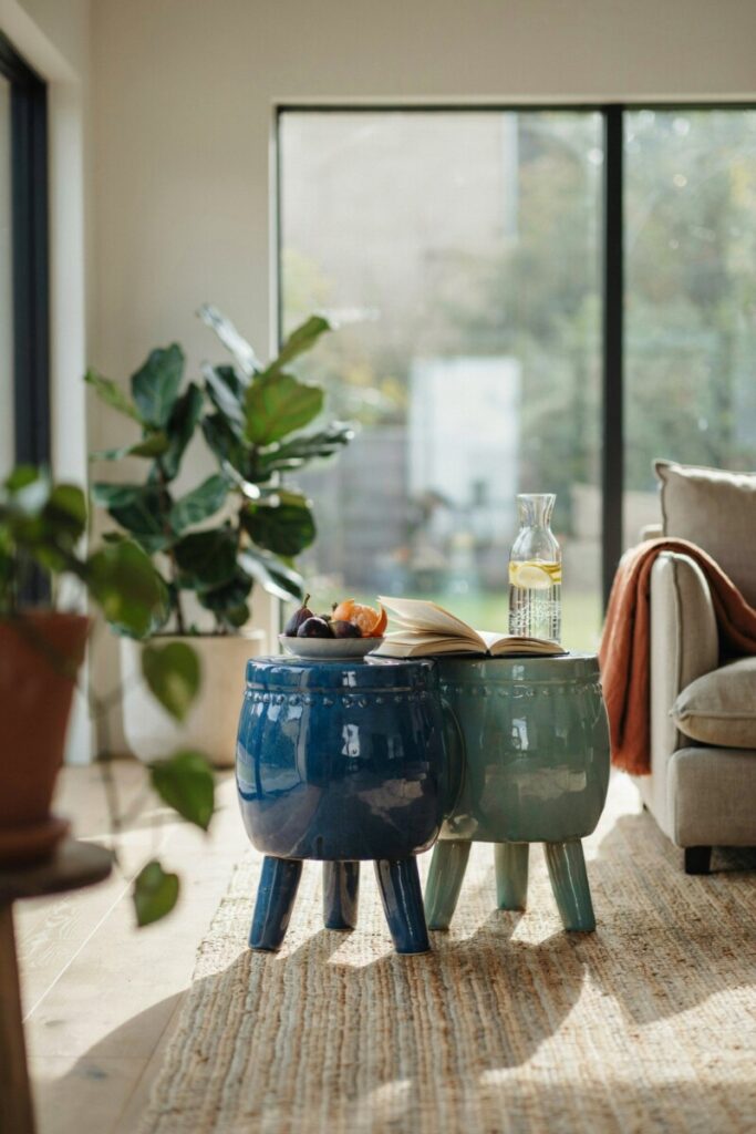 Glazed Ceramic Garden Stools (Pair)