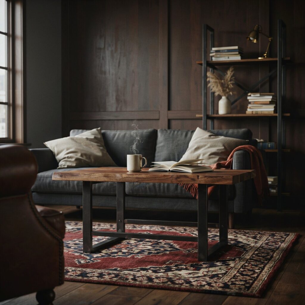 Mix of Metal and Dark Wood for an Industrial-Modern Feel