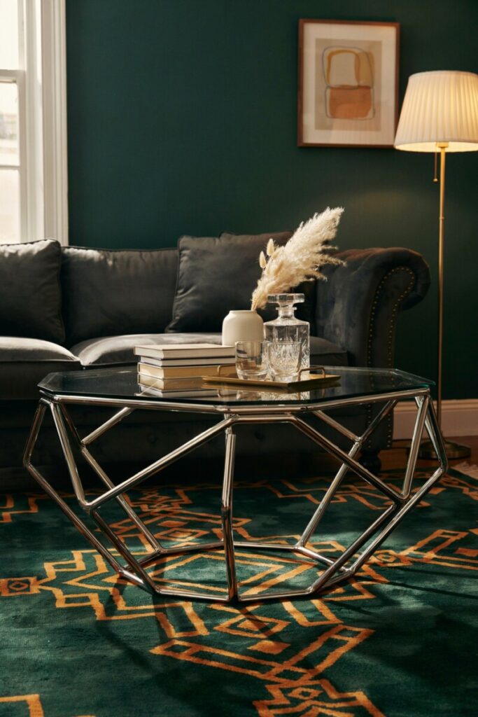 Polished Chrome & Glass Geometric Frame