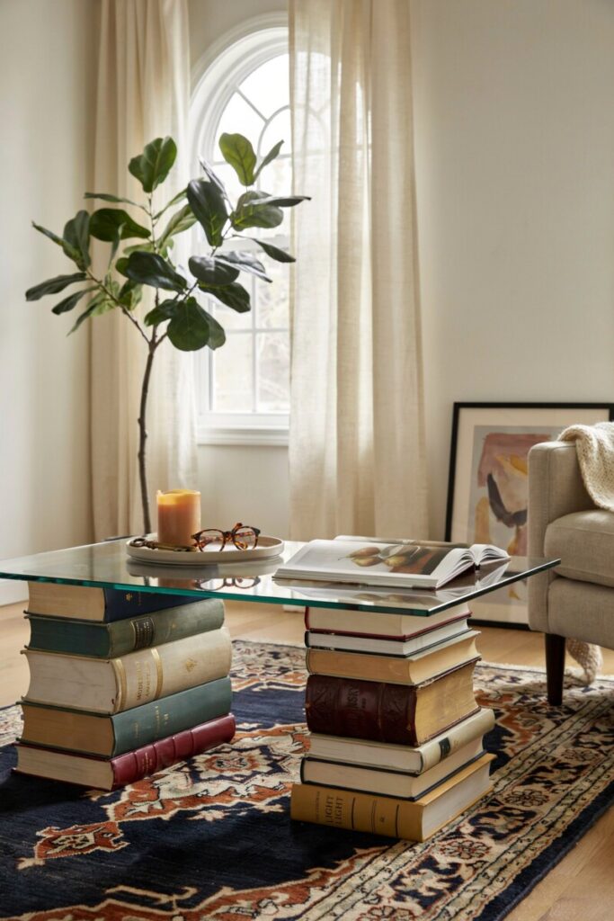 Stacked Vintage Art Books Base
