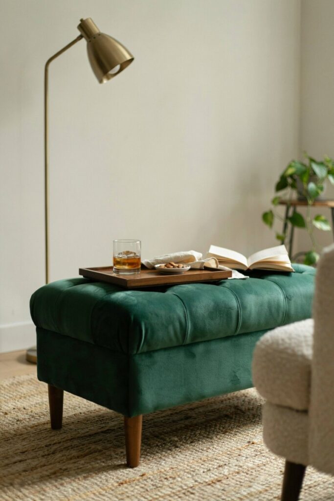 Upholstered Velvet Cocktail Ottoman