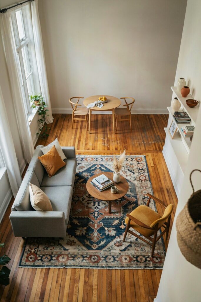 Use Rugs to Zone the Space