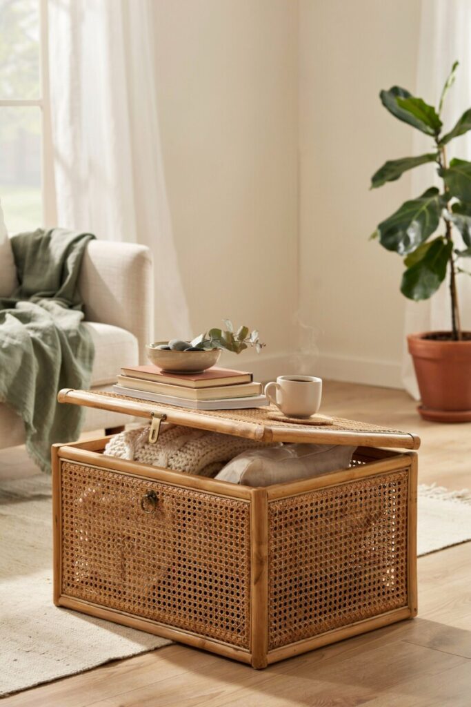 Woven Rattan Storage Trunk

