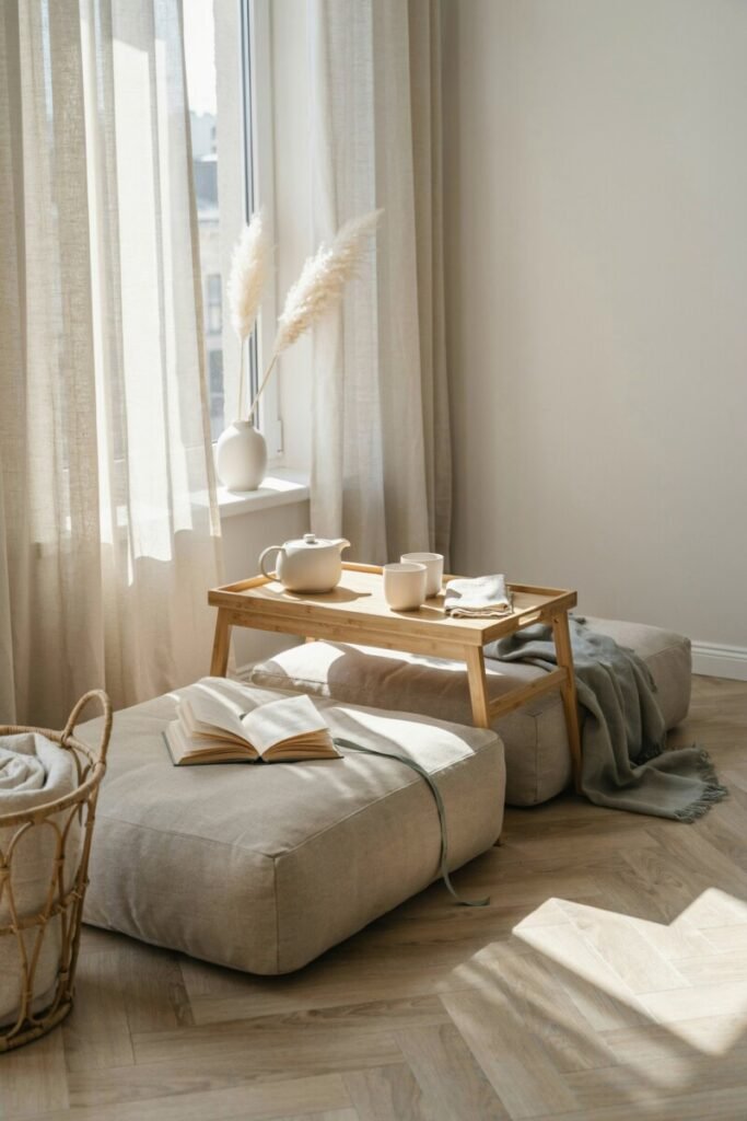 Add Low Seating, Floor Cushions, or a Relaxed Reading Corner