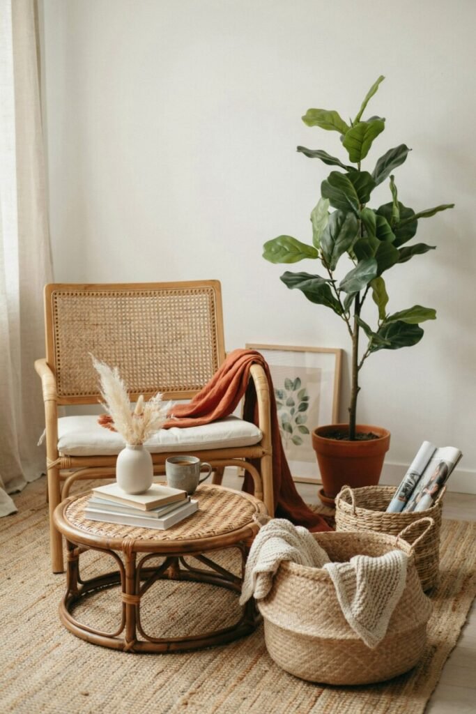 Add Rattan, Wicker, and Natural Wood Accents