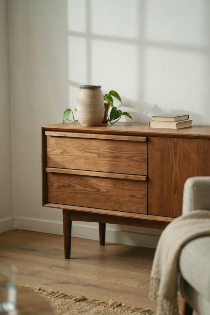 Add Warmth with Light Oak, Walnut, or Ash Wood Furniture