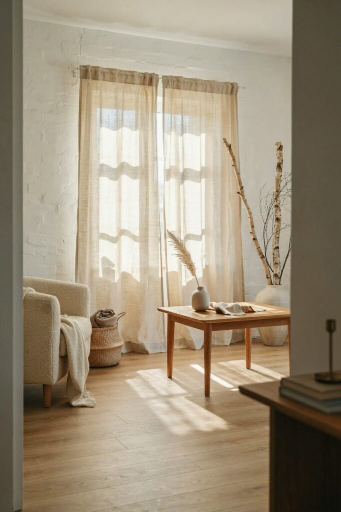 Hang Airy Linen Curtains to Soften Natural Light