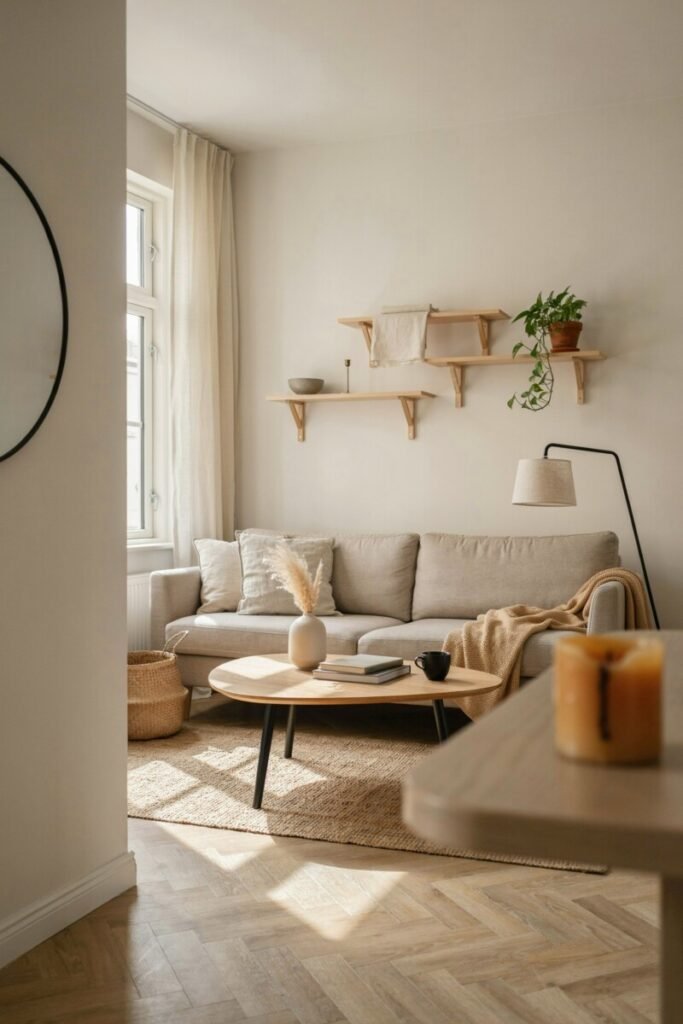 Make a Small Japandi Living Room Feel Open and Functional